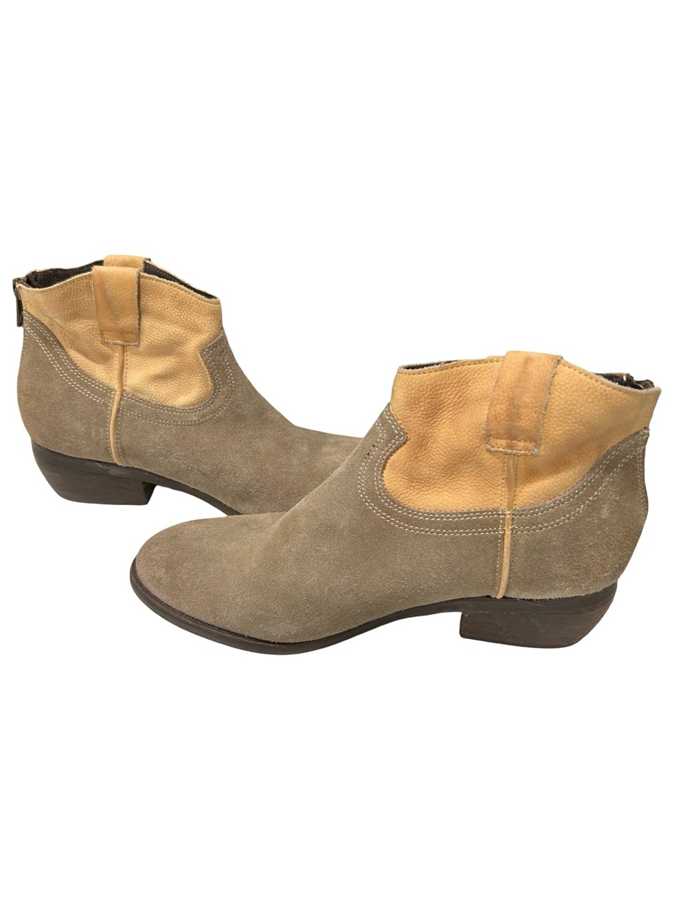 Steve Madden Two-Tone Tan and Camel Suede Ankle Booties